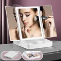 Maxkon Trifold Makeup Mirror Lights 3 Colours Lighting Modes Dimmable LED Touch Controlwith Makeup Tool Storage Box