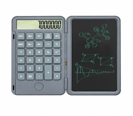 Calculator with 6inch Writing Tablet 12 Digit Display for Students Kids Office(Grey)