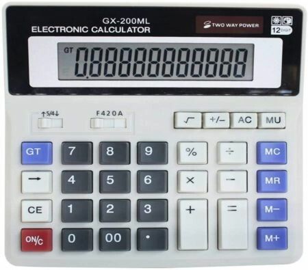 12 Digit Electronic Desktop Calculator, Keyboard Keys Large Display, Solar Battery Dual Power Basic Office Calculator