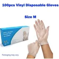 100Pcs 50PAIRS Disposable Clear Vinyl Gloves Powder Free Gloves Size M