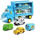 Construction Truck Set with Sound and Light, Transport Cargo Car Toy Play Set, Car Toy Set for 3-7 Years Old Kids Child Blue (Small Car Color Random)