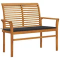 Garden Bench with Anthracite Cushion 112 cm Solid Teak Wood