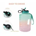 2.2 Litre Half Gallon Motivational Water Bottle with Time Markings & Straw BPA Free (Blue)