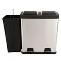 60L Kitchen Twin Bin Double Waste Compartment Rubbish Garbage Can W/ Pedal Easy To Clean