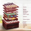 15 Games In 1 Wooden Box Include Chess,Checkers,Solitaire,Backgammon,Tic-Tac-Toe,Parcheesi, Etc.
