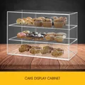 3 Tiers Crystal Dust Proof Cake Display Cabinet Food Showcase Case W/ 2 Durable Shelves 58X33X40Cm