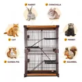 Large 3-Tier Sturdy Wire Steel Pet Cage Cat House W/Wpc Frame, 2 Security Doors, Slide Out Tray