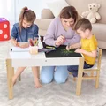 Kids Table Chair Set W/Flippable Desktop 1 For Blackbord 1 For Lego Board Ample Storage