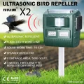 2x Ultrasonic Bird Animal Repeller Pest Repellent with Loudspeaker Alarm & Large Solar Power Plate