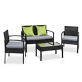 4 Seater Sofa Set Outdoor Furniture Lounge Setting Wicker Chairs Table Rattan Lounger Bistro Patio Garden Cushions