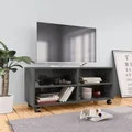 TV Cabinet with Castors High Gloss Grey 90x35x35 cm Chipboard