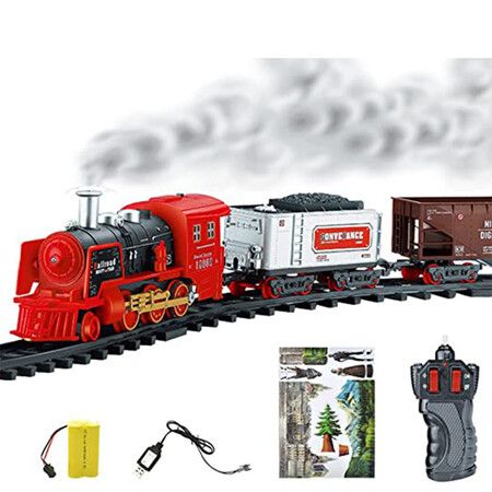 Electric Smoke remote control rail train simulation model rechargeable steam train children's toy set