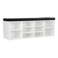 Sarantino Shoe Rack Cabinet Organiser Black Cushion 104 x 30 x 48 White