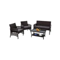 Gardeon Outdoor Sofa Set Wicker Harp Chair Table Garden Furniture 4PCS in Black