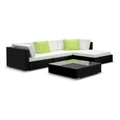 Gardeon 5 Piece Outdoor Furniture Set Wicker Sofa Lounge Black