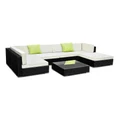 Gardeon 7 Piece Outdoor Furniture Set Wicker Sofa Lounge Black