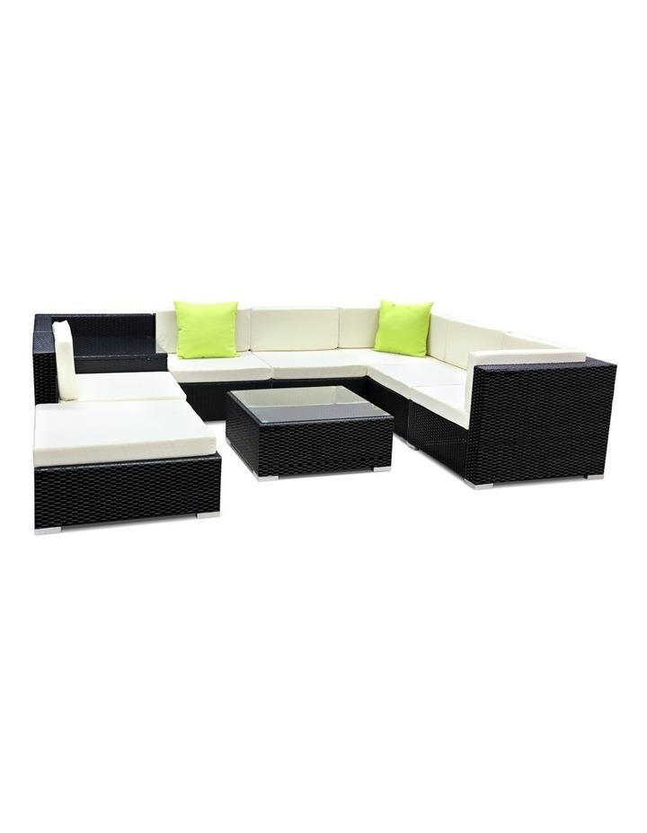 Gardeon 9 Piece Outdoor Furniture Set Wicker Sofa Lounge Black