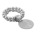 Mocha 2-Strand Stretchy Silver Coin Silver Ring Silver