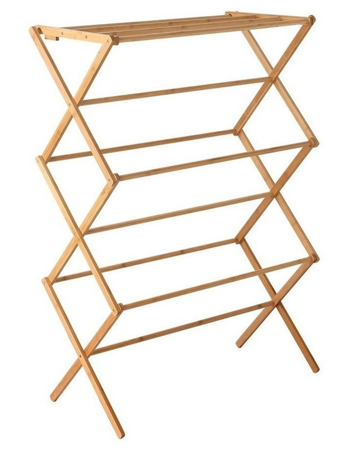 Artiss Folding Bamboo Clothes Dry Rack in Beige Natural