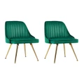 Artiss Dining Chairs Velvet Channel Tufted Set of 2 in Green