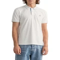 Gant Contrast Collar Pique Short Sleeve Polo Shirt Cream M