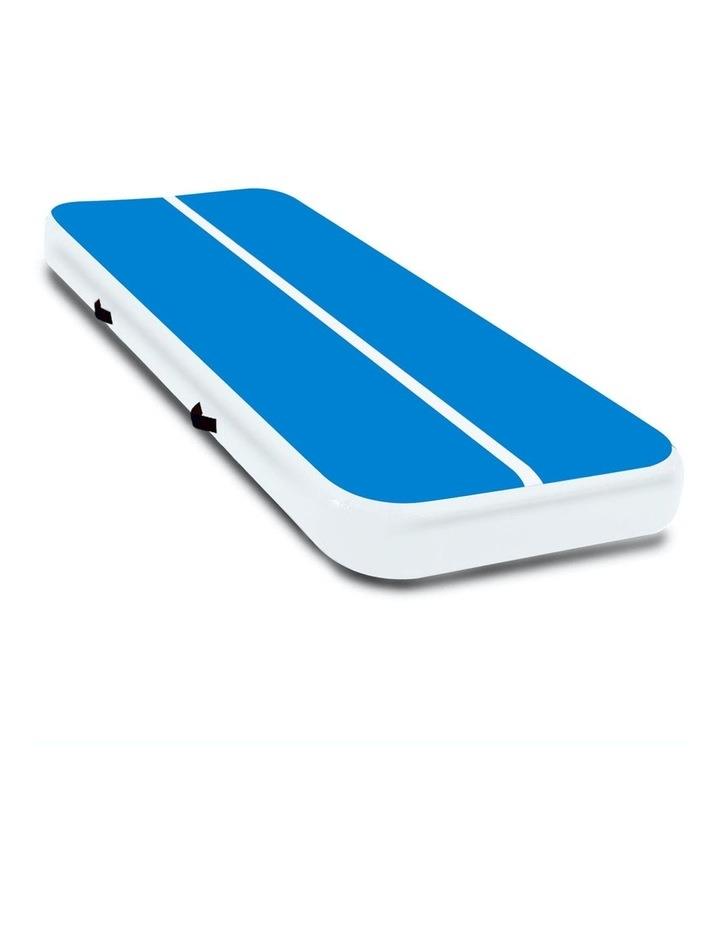 PowerTrain 4m Inflatable Air Track Floor Exercise Gym Gymnastics Tumbling Mat Yoga Blue White