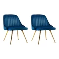 Artiss Dining Chairs Retro Chair Cafe Kitchen Modern Metal Legs Velvet Blue Set Of2