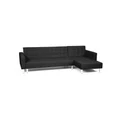 Sarantino Corner Faux Leather Sofa Bed Couch with Chaise Black