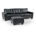 Sarantino Corner Sofa Lounge Couch PU Leather with Chaise Black