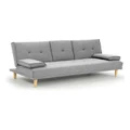 Laura Hill Sarantino Linen Fabric Sofa Bed Lounge Couch Futon Furniture Suite Light Grey