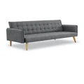 Sarantino Sarantino 3 Seater Modular Linen Fabric Sofa Bed Couch Armrest Furniture Grey