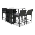 Gardeon Outdoor Bar Set Table Stools Furniture Wicker 5PCS Black