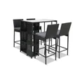 Gardeon Outdoor Bar Set Table Stools Furniture Wicker 5PCS Black