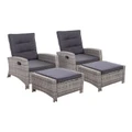 Gardeon 2PC Sun lounge Recliner Chair Wicker Outdoor Furniture Patio Garden Grey