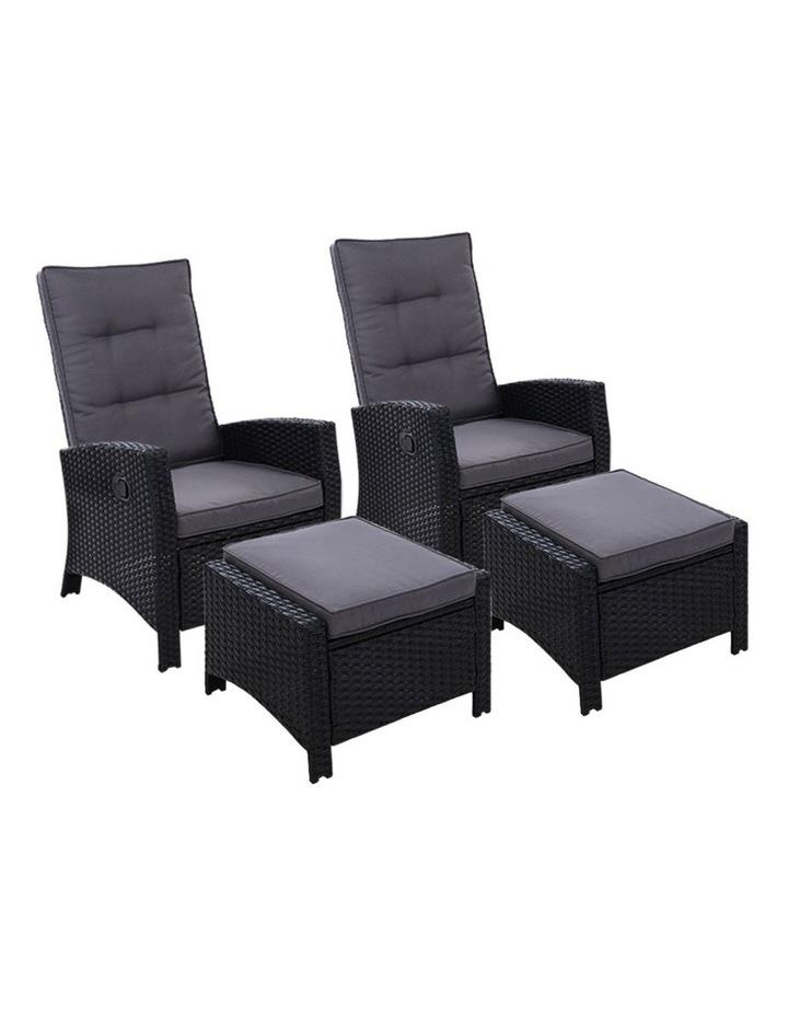 Gardeon 2PC Sun lounge Recliner Chair Wicker Outdoor Furniture Patio Garden Black