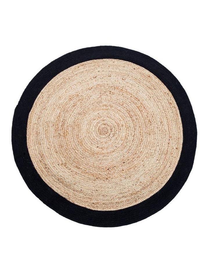 Fab Habitat 120cm Round Jute Rug | Decorative Floor Rug Phoenix Black & Natural Assorted 120x120cm