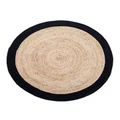 Fab Habitat 100cm Round Jute Rug | Decorative Floor Rug Phoenix Black & Natural Assorted 100x100cm