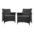 Gardeon Outdoor Dining Chairs Patio Furniture Wicker Garden Cushion Idris 2PC Black