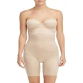 Spanx Suit Your Fancy Strapless Cupped Mid Thigh Bodysuit in Beige S