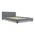 Artiss Queen Size Bed Frame VANKE Fabric Headboard Wooden Mattress Base Grey