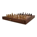Jenjo Portable Carved Sheesham Chess And Checker Board Set Natural
