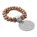 Mocha 2-Strand Stretchy Silver Coin Rose Gold Ring Rose