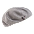 Gregory Ladner Little Flat Beret With Brooch Grey Winter Hat Grey One Size