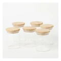 The Cooks Collective Round Storage Canisters Set of 6 10cm in Bamboo/Clear Brown