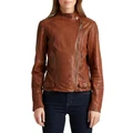 Lauren Ralph Lauren Burnished Leather Moto Jacket Brown 2