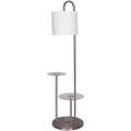 Sarantino Metal Floor Lamp With 2 Glass Tabletops White
