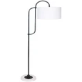 Sarantino Metal Floor Lamp With Marble Base & Off-White Drum Shade