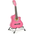Karrera 38in Pink Acoustic Guitar With Pick Guard Steel String Bag