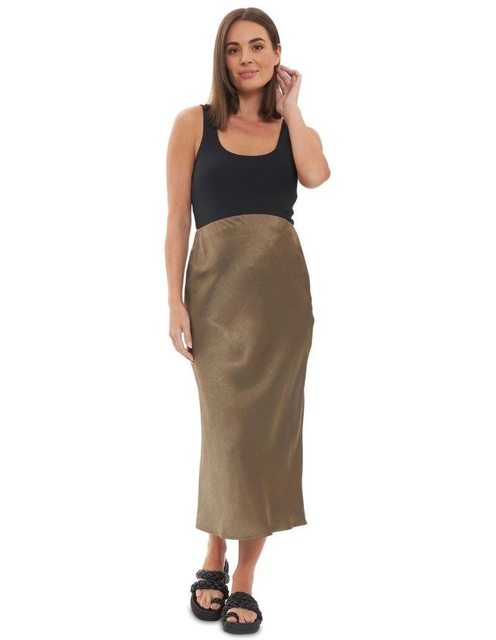 Ripe Lexie Satin Skirt in Olive XS