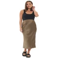 Ripe Lexie Satin Skirt in Olive S